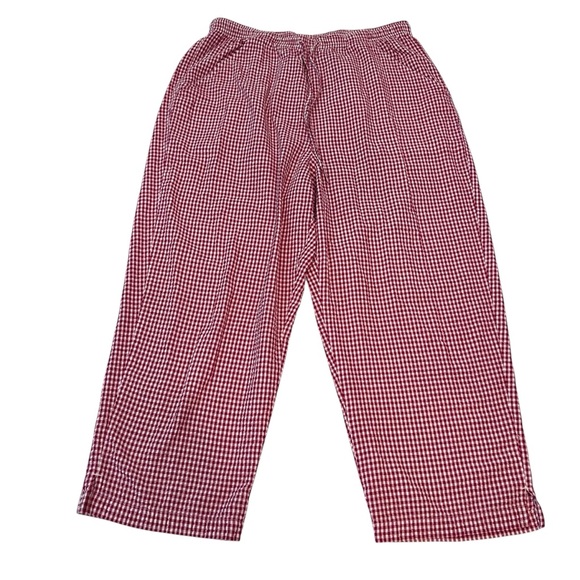 Erica & Co Pants - Erika & Co. Vintage Red Gingham Pants 1X Cotton Cropped Capri Cottagecore